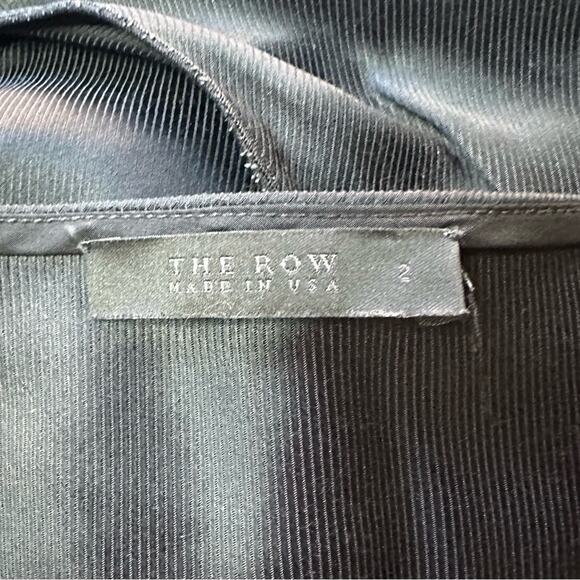 The Row Ydara Satin Blouse size US 2 Glossy Black Wrapped Neckline - Picture 2 of 14